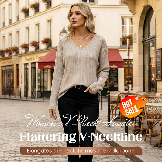 🎁New arrival 50% OFF💥Women's V-Neck Sweater with Elegant Back Bow Tie