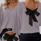 🎁New arrival 50% OFF💥Women's V-Neck Sweater with Elegant Back Bow Tie