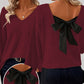 🎁New arrival 50% OFF💥Women's V-Neck Sweater with Elegant Back Bow Tie