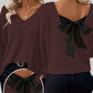 🎁New arrival 50% OFF💥Women's V-Neck Sweater with Elegant Back Bow Tie