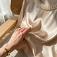🔥Buy 2 Get Free Shipping🔥Women’s Elegant Synthetic Pearl Crew Neck Satin Top