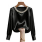 🔥Buy 2 Get Free Shipping🔥Women’s Elegant Synthetic Pearl Crew Neck Satin Top