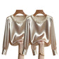 🔥Buy 2 Get Free Shipping🔥Women’s Elegant Synthetic Pearl Crew Neck Satin Top