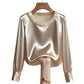 🔥Buy 2 Get Free Shipping🔥Women’s Elegant Synthetic Pearl Crew Neck Satin Top