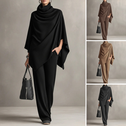 🔥Buy 2 Get Free Shipping⏰Women's Cowl Neck Cape & Wide-Leg Pants Set👚👖