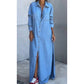 Women's Button-Down Silt Denim Maxi Shirt Dress🔥Buy 2 Get Free Shipping🔥