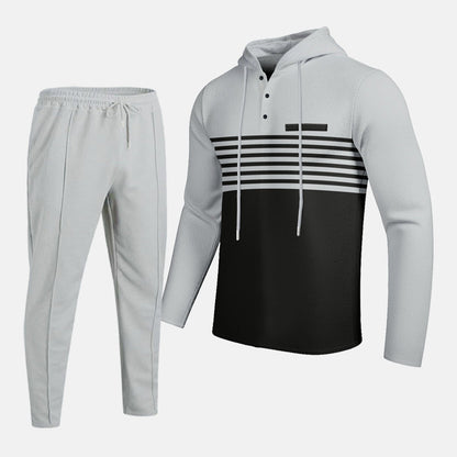 Men's Color-Block Hooded Tracksuit Set