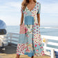 Women's V-neck dresses with short sleeves in patterned designs