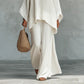 Women's Loose Fit Long Sleeve Top & Wide Leg Pants Set