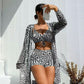 📢📢50% OFF !! ⏰Women's 3-Piece Geometric Print Swimwear Set