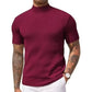 👕 ✨ Men's Slim Mock Neck T-Shirt – Ribbed 🍁