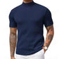 👕 ✨ Men's Slim Mock Neck T-Shirt – Ribbed 🍁