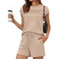 ⏳Time-Limited Sale 50% OFF!!⏰Women's Matching Pintuck Tee & Drawstring Shorts Set – Cozy Casual 2-Piece Outfit