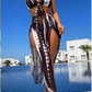 👙  50% OFF! ✨ Striped Two-Piece Swimsuit – Halter Neck Tie, Ring Detail, High Stretch 🌊