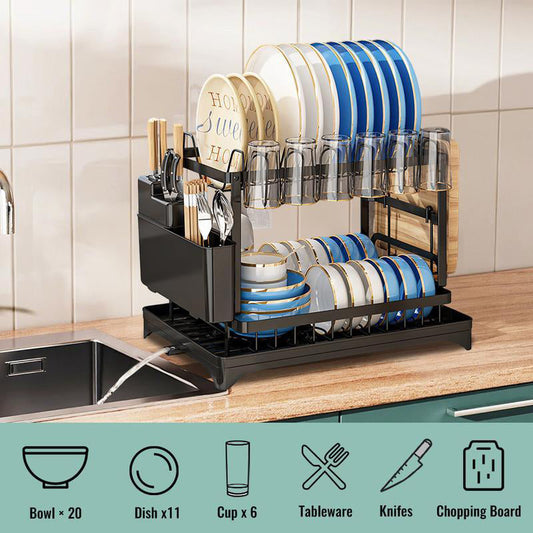 🔥 50% OFF🍽️2-Tier Dish Drying Rack with Drainboard