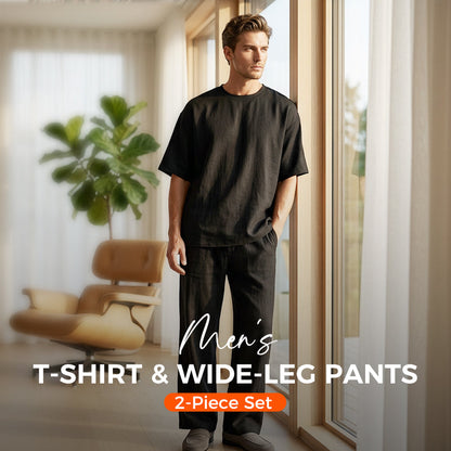🔥Last Day Sale 50% OFF⏰👔Men's T-Shirt & Wide-Leg Pants 2-Piece Set🎁