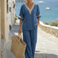 📢📢40% OFF !! ⏰Elegant V-Neck Top & Wide-Leg Pants Set