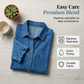 Loose Fit Denim Shirt Dress with Ruffles