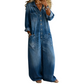 👗✨ Timeless Denim Style | Women's Relaxed Wide-Leg Utility Jumpsuit