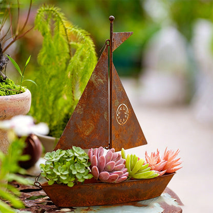 ⛵️⛵️Last Day Sale 49% OFF-Rustic Sailboat Metal Planter☘️