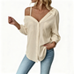 🔥While Supplies Last 50% OFF!🎉 Off-Shoulder Button-Up Top 👚✨ – Crinkle Texture, Relaxed Fit, 5 Colours, S-XL