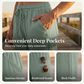 🔥Summer New Arrival 50% OFF! ☀️Women's Solid-Color Pleated Cotton-Linen Cropped Pants– Loose Fit, Elastic Waist.💖👖