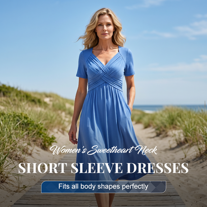 👗 Women’s V-Neck Short Sleeve Long Dress 🌸 Elegant Flowing Fit, Comfortable Fabric & Effortless Everyday Style