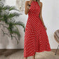 👗New Arrival 50% OFF🍊 Retro Polka Dot Halter Dress – Flowy Pleated Skirt & High Waist – Flattering & Breezy 🍋