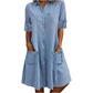 Women's Casual Loose Fit Denim Dress with Pockets