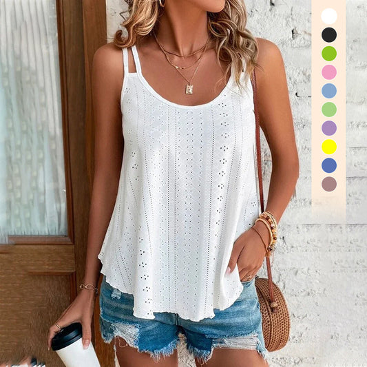 🎁Neuwaren 50% Rabatt💥Mesh Cami Top 🌿✨ – Double Straps, Irregular Hem, Loose Fit, 10 Colours