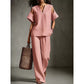 🔥 Limited-Time Sale – Up to 57% OFF✨Solid Color Relaxed Fit Tunic and Trousers Outfit