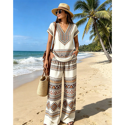 📢📢50% OFF !! ⏰Women's Printed Top & Pants 2-Piece Set