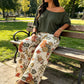 Women's Off-Shoulder Top & Printed Pants 2-Piece Set