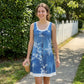 Women's Faux Two-Piece Denim Print Dress