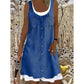 Women's Faux Two-Piece Denim Print Dress