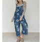 Women’s Vintage Floral Print Denim Overalls