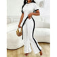 Women's Short Sleeve Top & Flared Pants Set