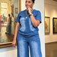 Women's Casual Denim Top & Pants 2-Piece Set