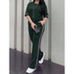 🔥Women's Casual Two-Piece Lounge Set with Stripe Detail