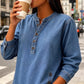 Women's V-Neck Loose Denim Shirt
