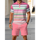 📢📢40% OFF !! ⏰Men's Two-Piece Shirt and Shorts Set – Digital Print, Athletic Fit, Wrinkle Resistant ✨