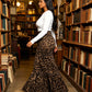 Women's Leopard Print Elastic Maxi Skirt