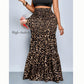 Women's Leopard Print Elastic Maxi Skirt