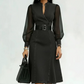 Slim Fit Stand Collar Denim Midi Dress