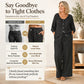 Women's Button-Down Drawstring Top & Wide-Leg Pants Set