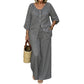 Women's Button-Down Drawstring Top & Wide-Leg Pants Set