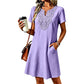 Women's Bohemian Lace V-Neck T-Shirt Dress