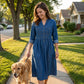 Women's Plus Size Button-Up Denim Maxi Dress