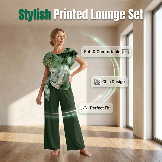 Womens's Elegant Print Two-Piece Set