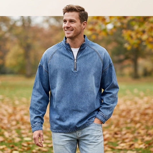 Men's Vintage-Wash Half-Zip Pullover